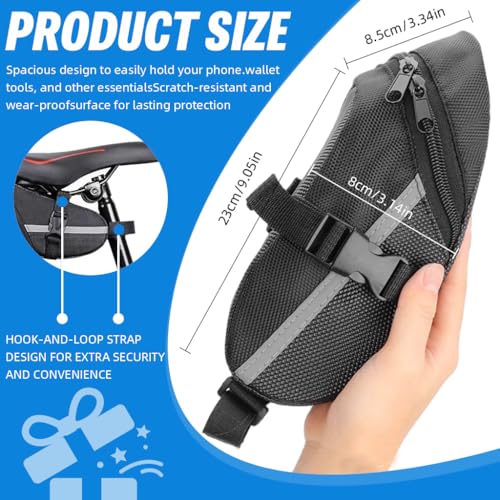 Image of Proberos Bicycle Storage Bag for Under Saddle, Premium 600D Oxford Cloth Waterproof Wear Resistant Design, Bike Accessories, Cycle Quick Release Organizer Storage Bag with Reflective Strip, Black