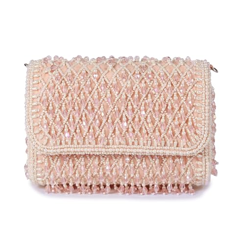 Image of THE TAN CLAN Blush Flap Over Clutches for women Purses Handbags for ladies Bag for Women- Elegant Evening Handbag, Stylish Purse with Magnetic Closure, Perfect for Weddings, Parties