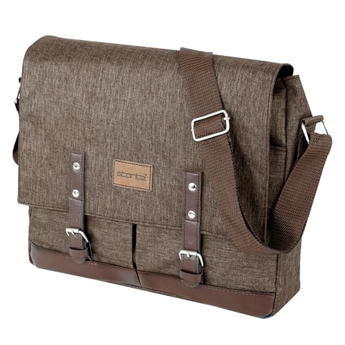 Image of Storite Laptop Messenger Bag for Men & Women - Water-Resistant Office Shoulder Bag with Multiple Pockets, Adjustable Strap & Leatherette Detailing (26 x 7.5 x 34 cm)