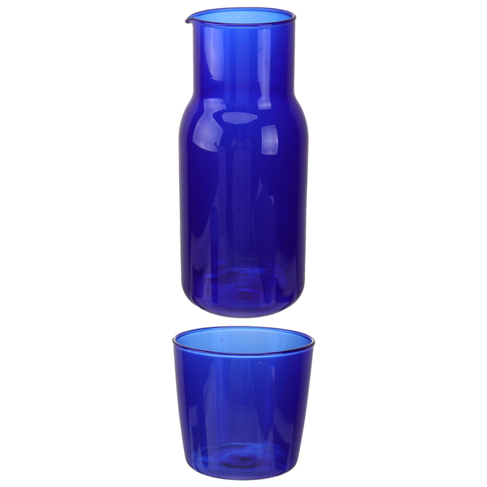 Jarra con taza azul de vidrio borosilicato para hotel y hogar con gran capacidad