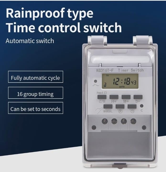 Image of MAXWELL Waterproof Digital Timer Switch KG316T-F | Weekly Programmable | LCD Display | IP65 |220VAC