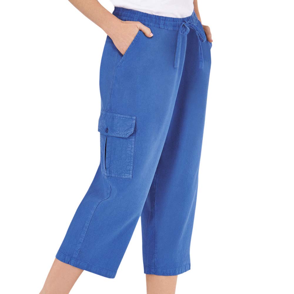 Collections Etc Elastic Waist Cargo Pocket Capri Pant