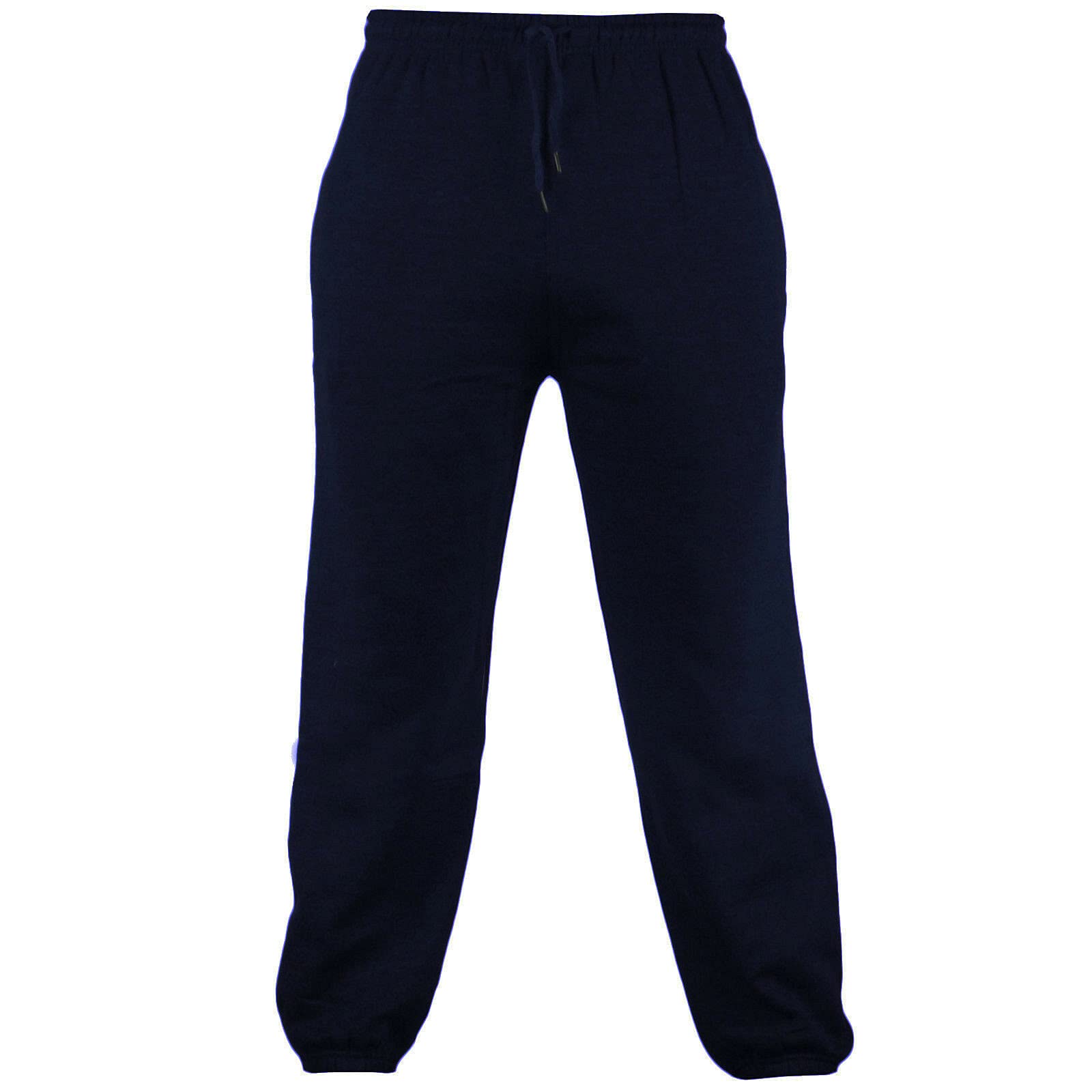 Ploutos - Men Elastic Hem Joggers Tracksuit Bottoms Trouser Sweatpants ~ Casual Jogging Jog Leisure Gym Sports Running Yoga Pull On Elasticated Pants (Navy, 3XL)