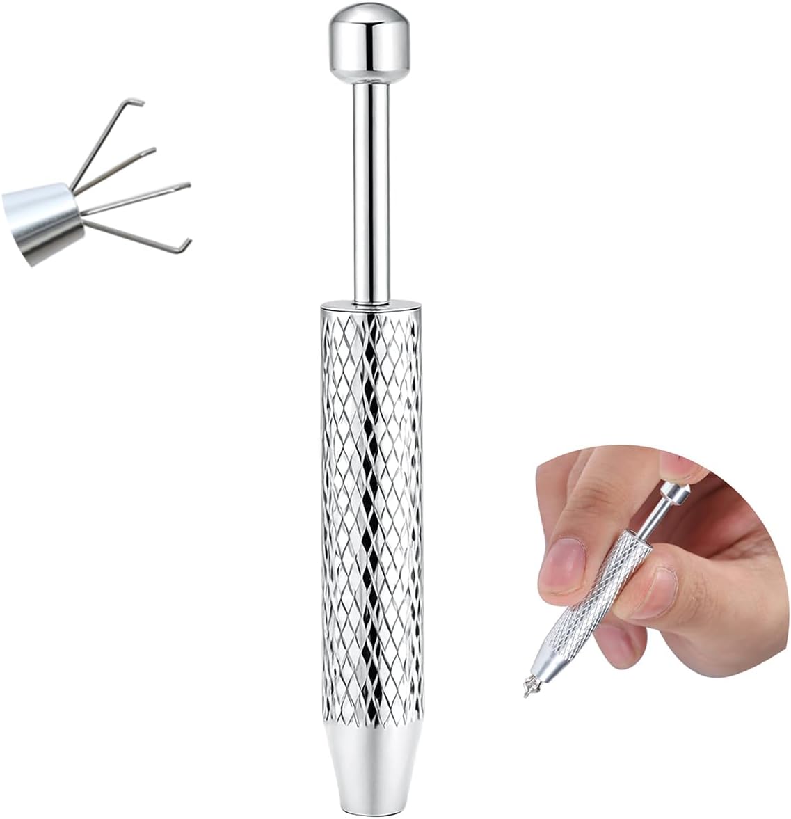 GEMQUEEN Piercing Taper Ball Grabber Tool for Changing Jewelry - 14G 16G 18G 20G Stainless Steel Flat Back Earrings Applicator Tool Threadless Insertion Pin Thread Body Piercing Kit for Ear Nose Lip