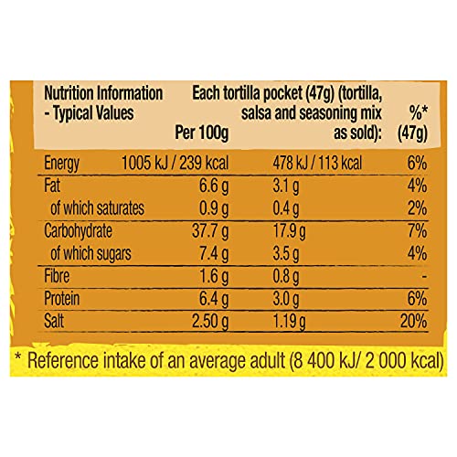 Old El Paso Mild Smoky BBQ Tortilla Pockets Fajita Kit, 380 g, Pack of 4 (32 pockets in total)