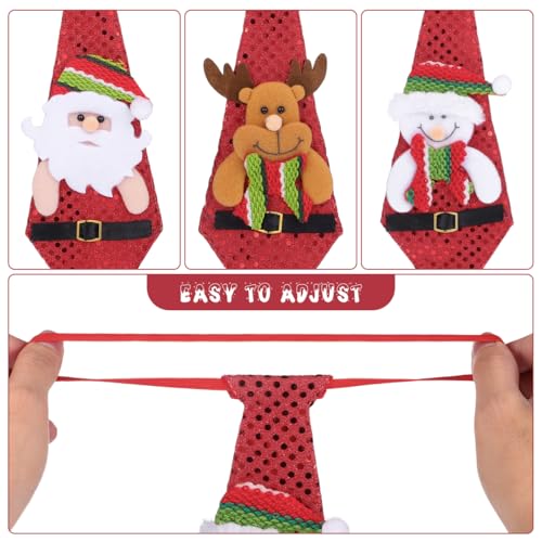 SOIMISS 3Pcs Weihnachtskrawatten Lustige Pailletten Santa Schneemann Hirsch Krawatten Neuheit Weihnachten Hängenden Ornamente für Weihnachtsferien Kostümzubehör