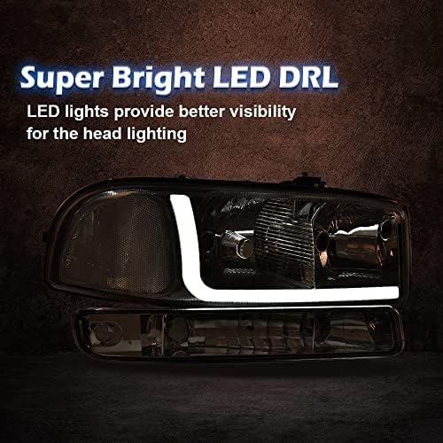 PIT66 LED DRL Headlights Assembly Fit 1999-2007 GMC Sierra /1999-2006 Yukon - 2