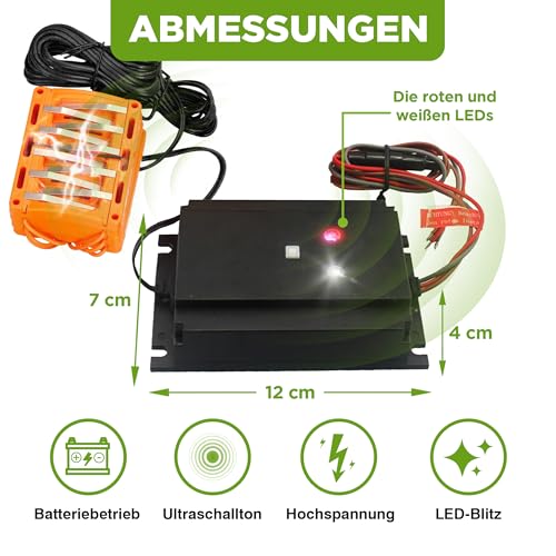 ISOTRONIC 3in1 Marderabwehr Blitz mit Hochspannung und Blitzlichtfunktion | Auto-KFZ-Anschluss für Autofahrer | Effektiv