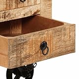 vidaXL Raues Mangoholz Couchtisch mit 5 Schubladen 1 Staufach Vintage Beistelltisch Wohnzimmertisch Kaffeetisch Sofatisch 70x70x40cm - 4