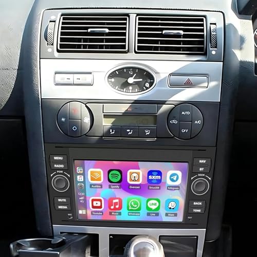 Car Stereo for Ford Mondeo 2003-2006 Radio Android 15 Double Din Head Unit w/CarPlay Wireless Android Auto Sat Nav 7" HD Touch Screen GPS WiFi FM RDS Bluetooth SWC Backup Camera,4G+64GB