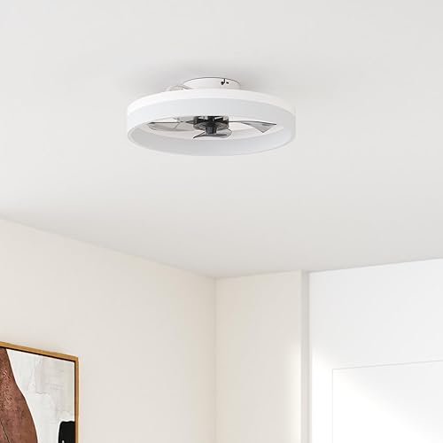 Miniatura 2 de PSHRFANST Ceiling Fans with Lights Dimmable LED Reversible Blades Timing with Remote Control 5 Invisible Blades Flush Mount Low Profile Modern