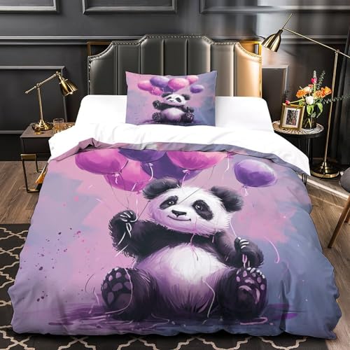 Parure de lit Panda 3 pièces housse de couette microfibre 135x200