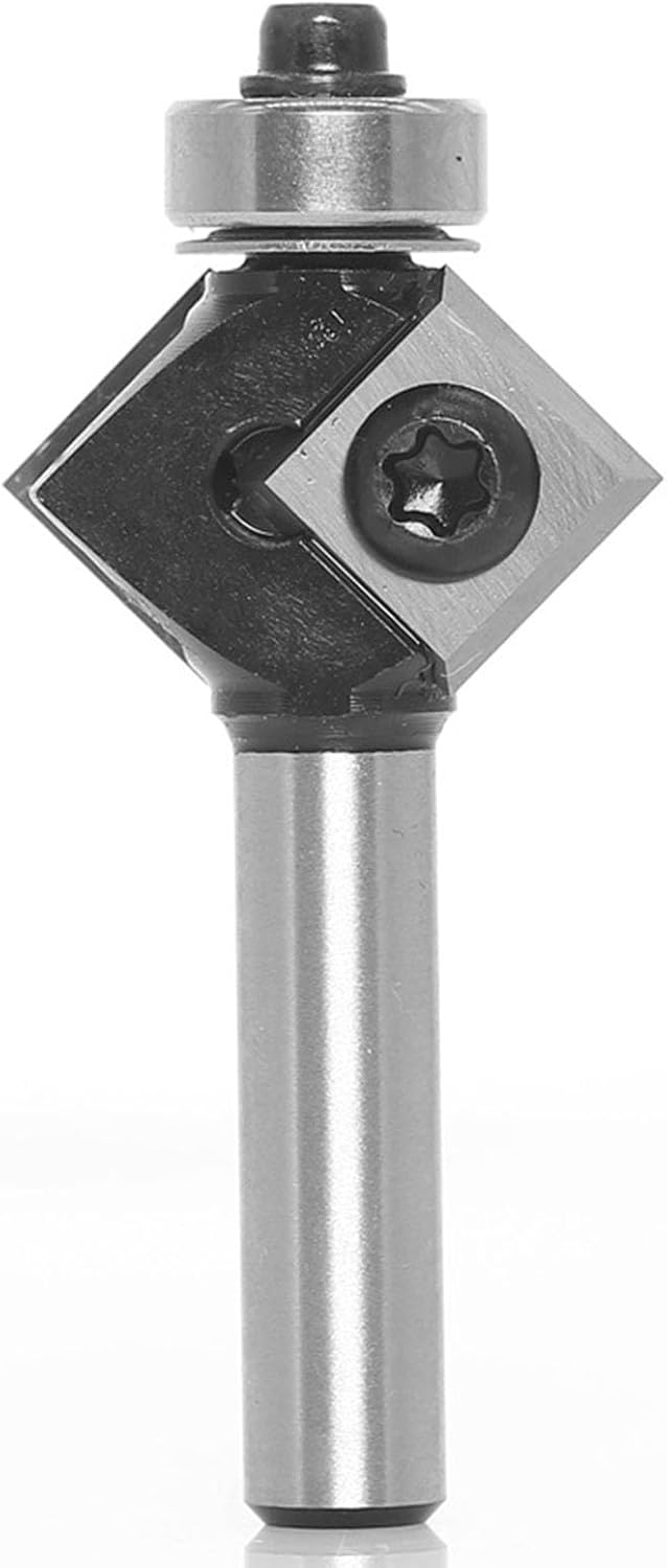 可逆的なプレート面会カッター8mmシャンク4面交換可能な面取りルーター45度木材プロジェクトのための交換可能な面取り