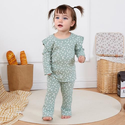 Baby Girl Fall Clothes Set Ruffle Long Sleeve Tops Flare Pants Cute Infant Toddler Outfits 6 12 18 24 Months 2T 3T2