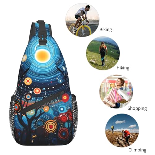 Bolso bandolera Art Cosmic Tree para mujer y hombre miniatura 6