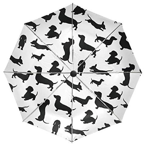MONTOJ FANTAZIO Reiseschirm Schwarz Hunde Dackel Schatten Muster automatisch öffnen Regenschirm leicht Cover