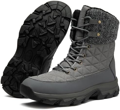 （04:00時点） [NEARDREAM] スノーブーツ レディース スノーシューズ 防寒 雪 冬用 登山 靴 ウィンターブーツ ボア 裏起毛 ハイカット アウトドア 北海道 暖かい 軽量 厚底 防滑 グレー 24.0