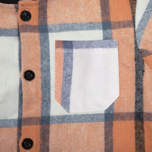 Image of Boys Girls Flannel Shirts Plaid Hoodies Fall Fashion Button Down Shirts | Long Sleeve Shirts Hooded Lightweight Jacket, Perfect for School Mornings, Leaf Piles,Camping, Bonfires, Weekend Adventures