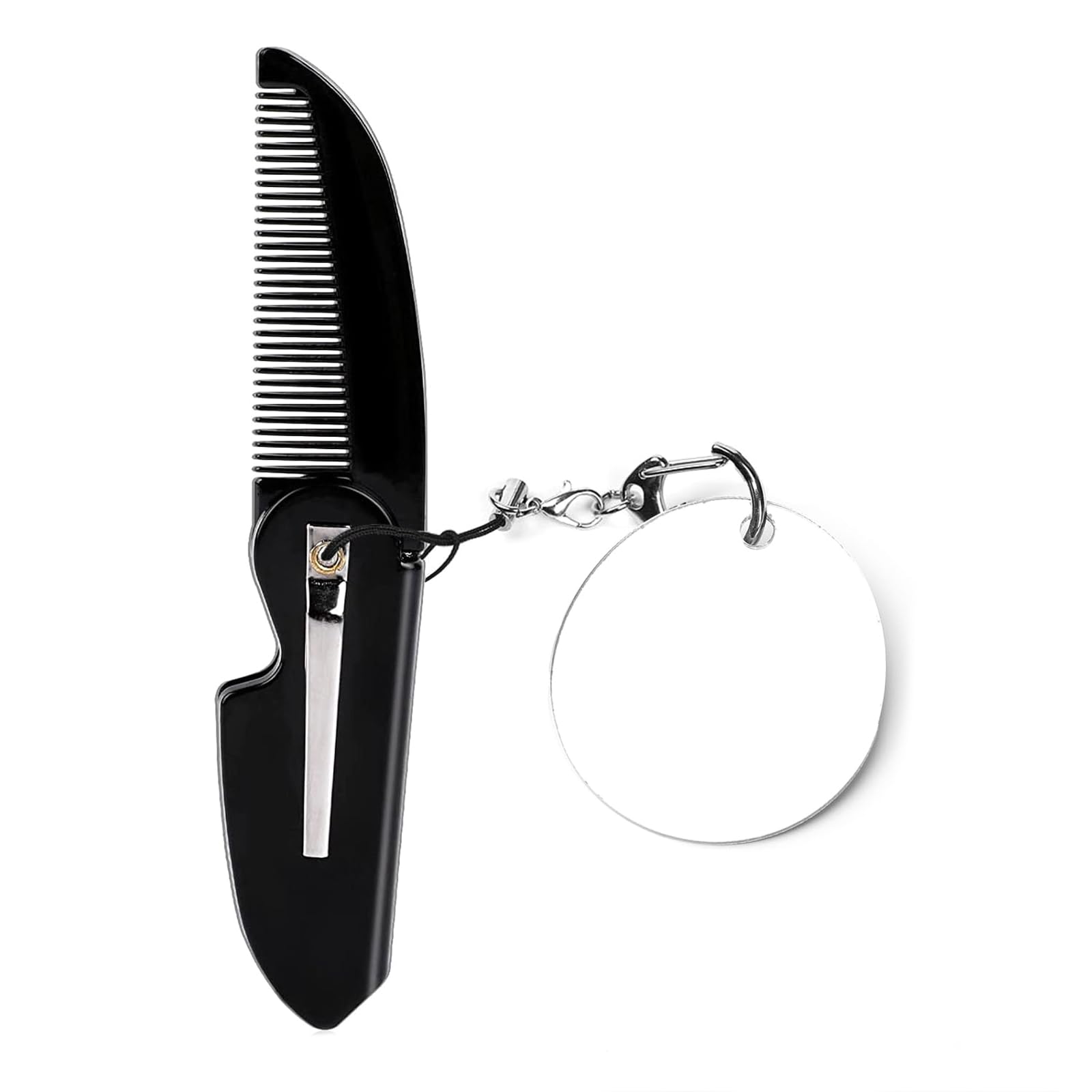 Folding Beard Comb With Mirron Pocket Comb Anti-Static Hair Comb Bread Mustache Comb For Man