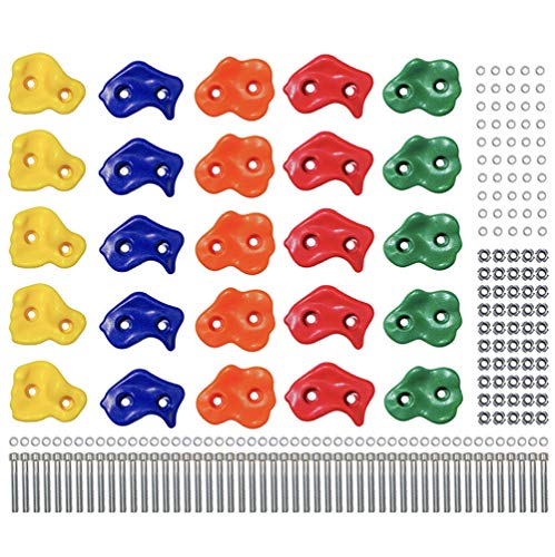 30Pcs Multi-Colored Pack of Rock Climbing Holds for Kids and Adults,Large Rock Wall Grips for Indoor and Outdoor Play Set Outdoor Indoor Playground Plastic Hardware Toy