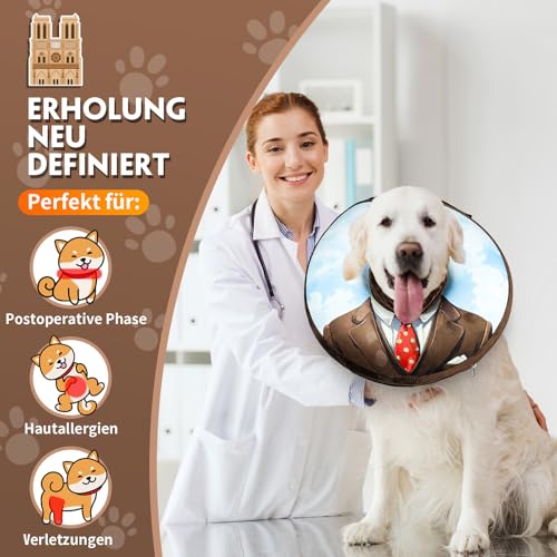 SuplutuX Aufblasbare Halskrause für Hunde & Katzen - Weicher Leckschutz-Kragen mit verstellbarem Kordelzug, Ideal nach Operationen oder bei Wunden, Sicht bleibt frei, XL