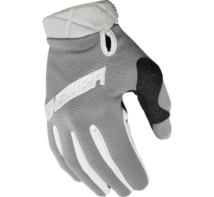Answer Racing AR3 Korza MX Motorcycle Gloves Grey Off-Road ATV UTV BMX MTB Adult Riding Gloves Size Medium
