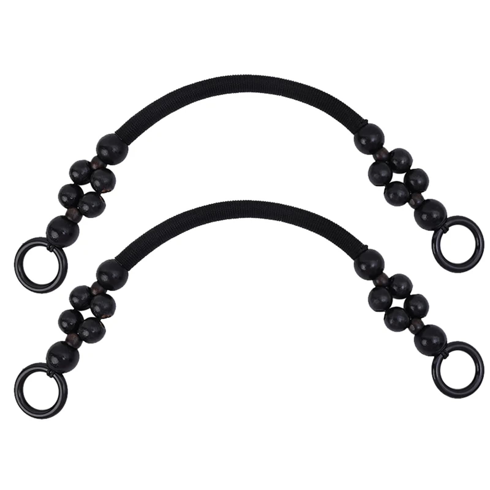Composant portable polyvalent pour sac : lot de 2 poignées en perles de bois au tressage ferme