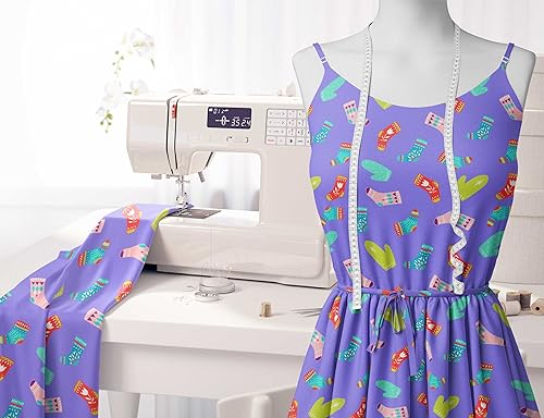 Image of Soimoi Purple Viscose Chiffon Fabric Socks & Gloves Folk Art Fabric Prints By Meter 42 Inch Wide