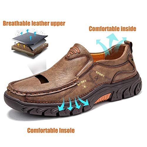 Mens Slip on Loafer Leather Casual Oxford Shoes Hand Stitching Comfort Anti Slip Moccasins Walking Shoes, Business Work Office Dress Shoes Outdoor Summer Driving Boat Round Toe Penny Shoe Wide Fit3