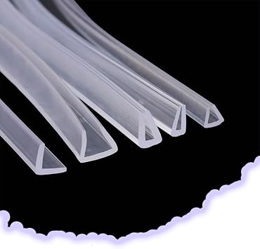 Clear Edge Trim Silicone Channel Rubber Seal Strip U-Shape Glass Edge Guards 16.5ft Length Furniture Edge Protector Invisible Transparent13mm/0.5in