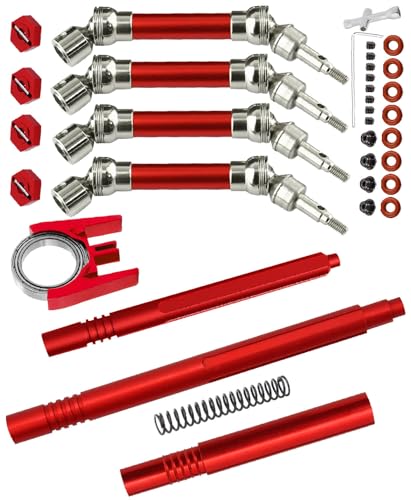 hopsupRC Upgrades Part for 1/10 Senton Granite 3s Blx & Mega 550,Vorteks 4x4 3S BLX,Drive Shaft CVD Axles & Aluminum Center Driveshaft High Speed Support & Center Slider Driveshaft,Red