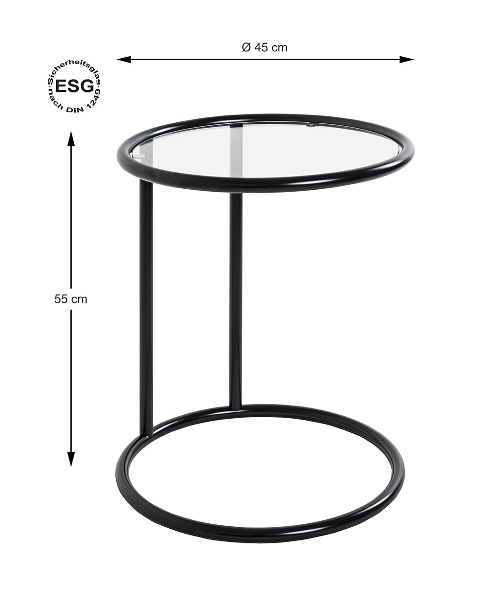 HAKU Table Basse Design - Verre Trempé Et Métal Chromé *L58-140cm*