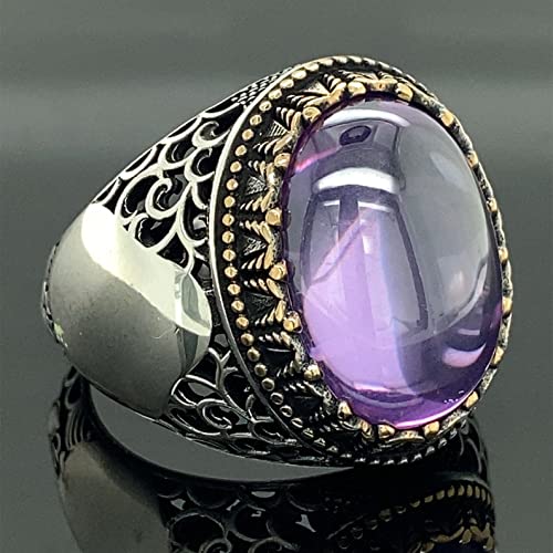 Men Handmade Ring, Amethyst Men's Ring, Ottoman Ring, Embroidered Men's Ring, 925K Sterling Silver Ring, Gift For Him #TOP1