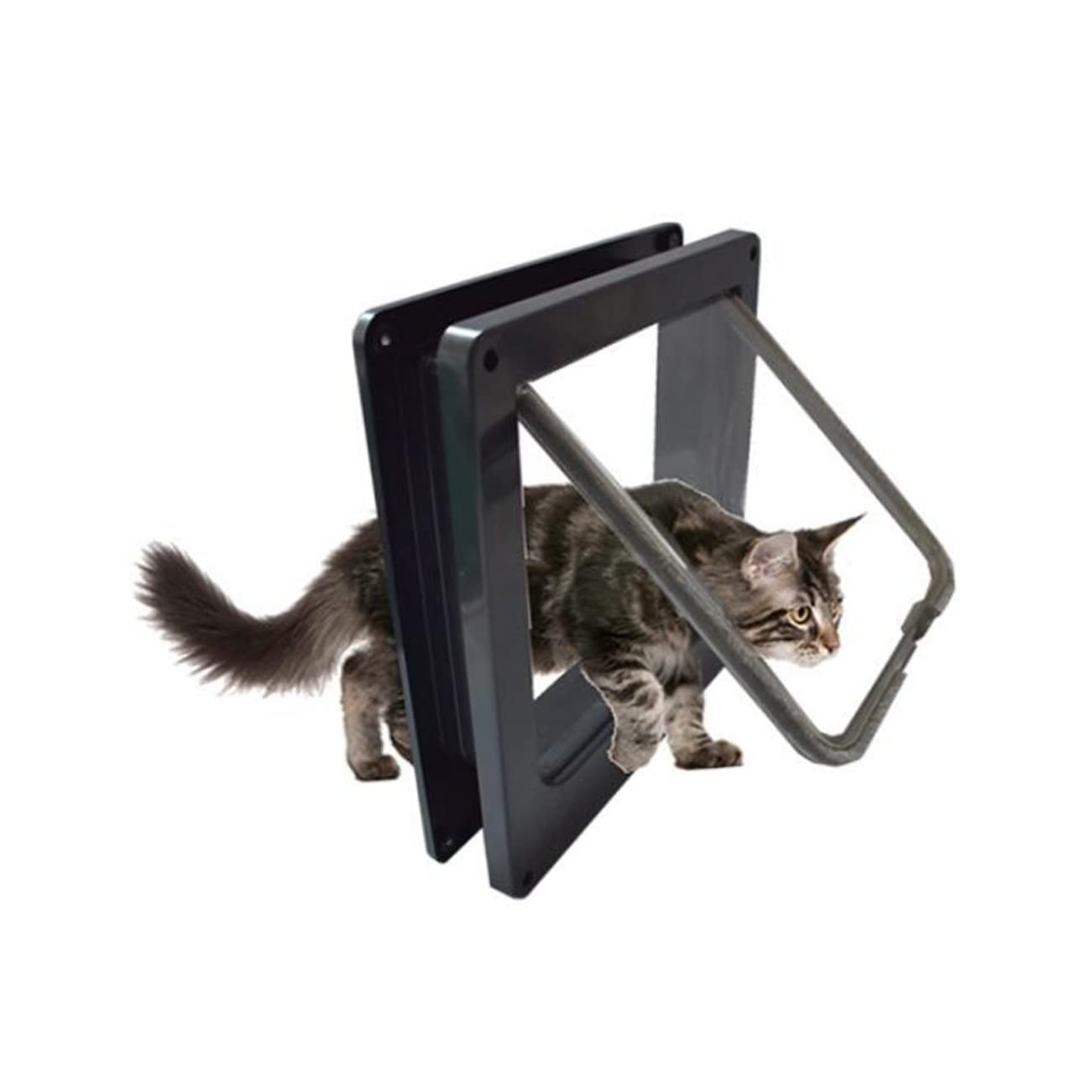 Chatière Rotative pour Chat Noir en Abs, Contrôle D’entrée et Sortie