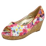 Glisser sur avec peep toe Girls Spot On Wedge en liège Sandales \