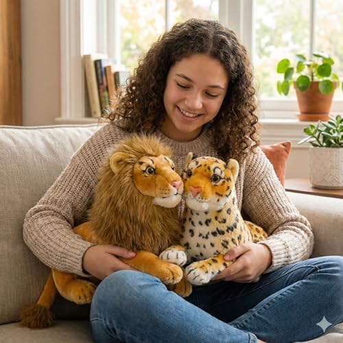 Image of Tabitha Stuffed Toys-Ultra Soft Plush Toy for Kids | Birthday Gifts for Kids and Girls | (Combo of 2 Toys 32 Cm Lion & Leopard)