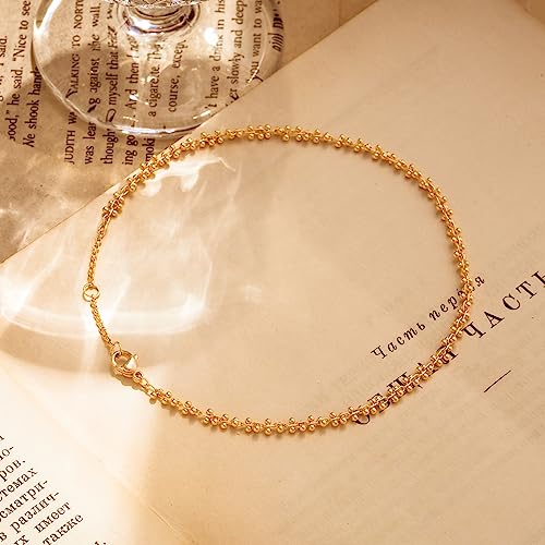 Image of MTMY Gold Anklets for Women 14K Gold Plated Tiny Bead Anklet Colorful Tassel Foot Chain Dainty Adjustable Cute Summer Beach Boho Anklets Jewelry Gift