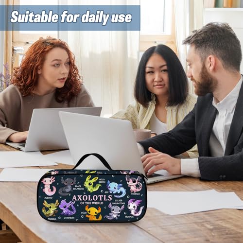 Image of Axolotl Pencil Case, Pencil Case For Boys Kids, Salamander Pen Box For School, Large Capacity School Supplies, Desk Organizer Office Business, Colorful Gifts Pen Box