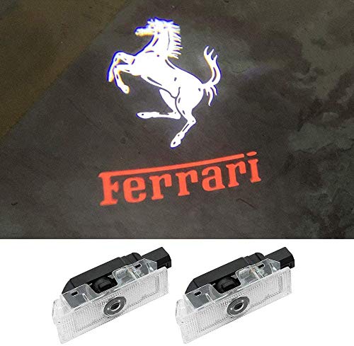 2Pcs Car Door Light Fit Ferrari Easy Installation Car Door LED Logo Projector Welcome Lights For Ferrari (Ferrari02)