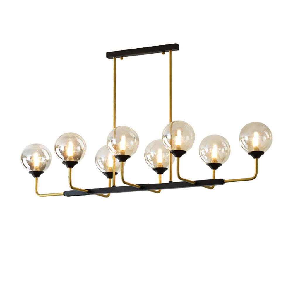 Modern Globe Pendant Lighting Mid Century Golden with Transparent Glass Globe Lampshade Sputnik Chandelier Light Fixture for Hallway Bedroom 8 Lights
