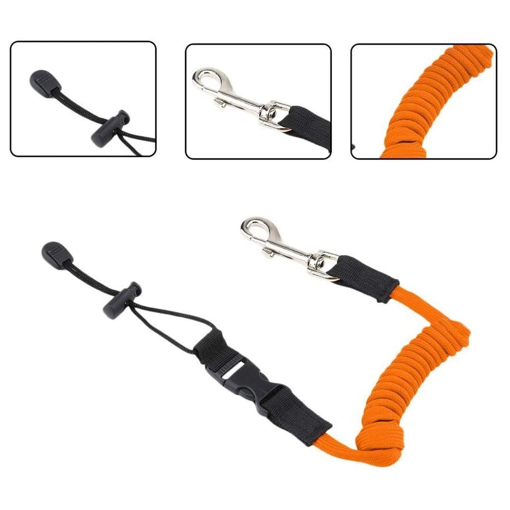 Inzopo Adjustable Bungee Leash Strap Kayak Paddle Leashes with Quick-Release Button for SUPs Kayaks Canoes Boats Paddles, 2 Pack Stretchable Kayak Paddle Leash