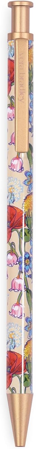 Vera Bradley Metal Ballpoint Pen with Black Ink and Gift Box, Click Pen Accepts Standard Refills (All the Pretty Wildflowers)