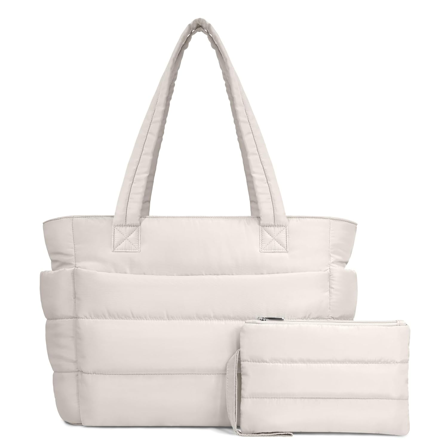 TOPDesign Puffer Tote Bag for Women Lightweight Puffy Handbag with Compartments Quilted Shoulder Bag for Work Travel Gym