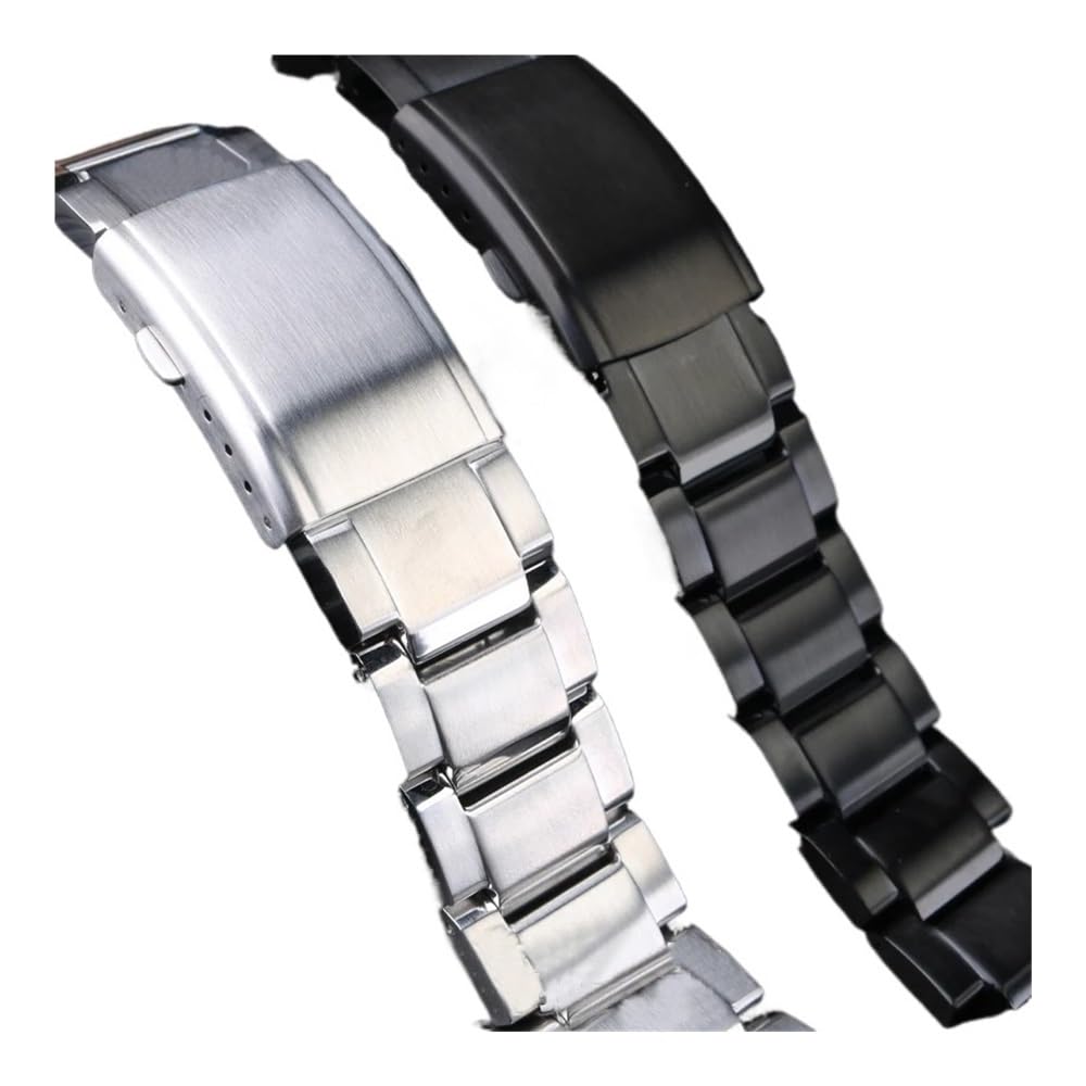 Ajuste de liberación rápida for Casio Fit for G-SHOCK GST-B200 Correa reloj acero inoxidable Hebilla plegable Pulsera metal for hombres Boca convexa 24x16 mm