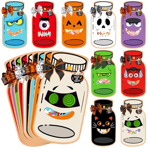 Openfly 36 Pack Halloween Cards for Kids, Halloween Mason Jar