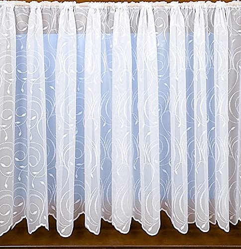 Textilesforyou Barbara White net curtains,11 different sizes Stunning Scroll design, lovely quality, matching jardinere available (48"(122cm)),Sold by the metre