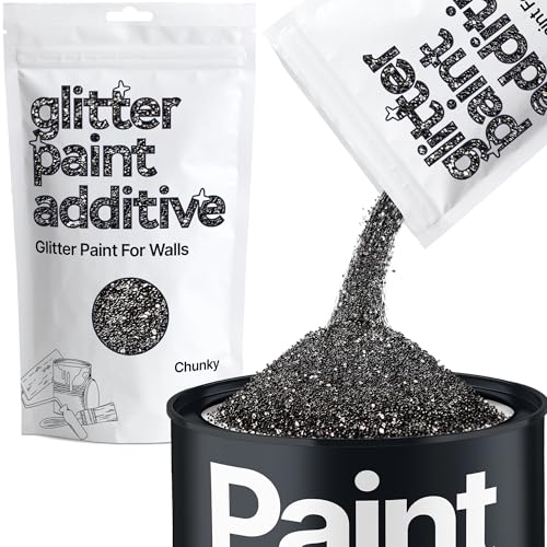 Hemway Black Glitter Paint Additive Chunky 100g for Adding Sparkle to Paints & Varnish | Paint Walls Sparkly Add to Emulsion, Acrylic or Lacquer Indoor