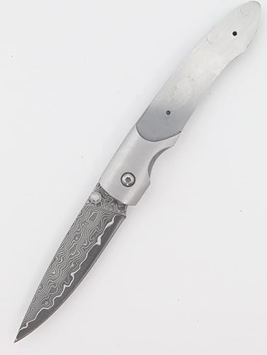 San Mai Damasco - Navaja de bolsillo plegable - Caza - Pesca - Camping - Aire libre - Personalizado (SCJ2)