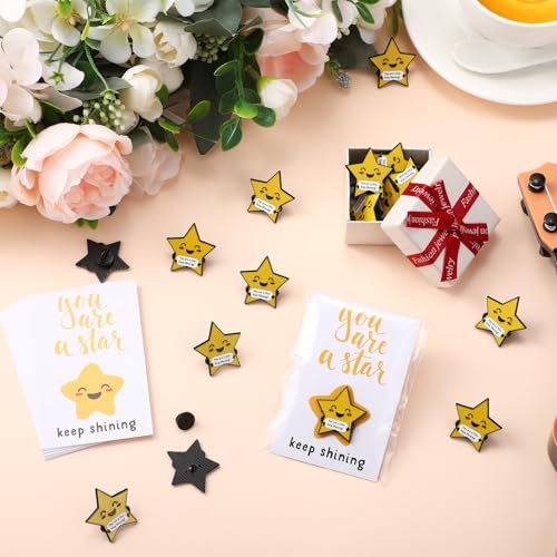 Inspirational Star Motivational Stars Lapel Pin Gift You Are a Star Card Bag Christmas Gift for Student Employee4