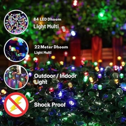 Image of One94Store 22 Meter Copper String Fairy Lights - 84 Multicolor LEDs, Flexible Waterproof Decorative Lights for Diwali, Christmas, Parties & Home Decor (Pack of 1)